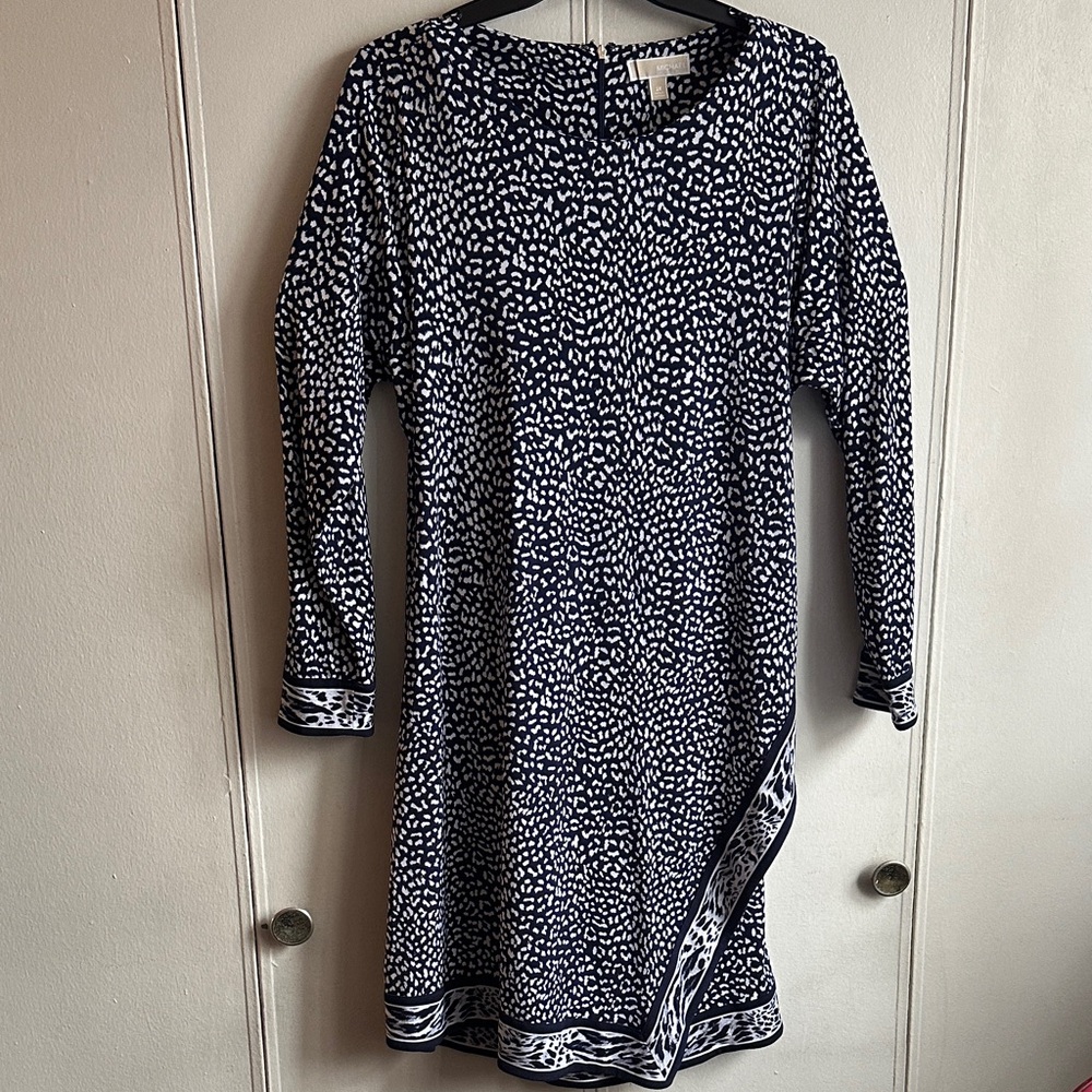 Michael Kors Navy and White Animal Print Dress